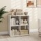 White 4 Storage Cube Bookshelf with Open Back Guardrail for Living Room Bedroom